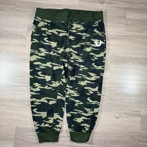 True Religion Camo Jogger Sweatpants Olive Green Drawstrings Men‎ Size 2XL